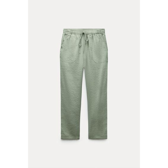 Women's Zara Green Drawstring Trousers Size XS - Picture 1 of 4